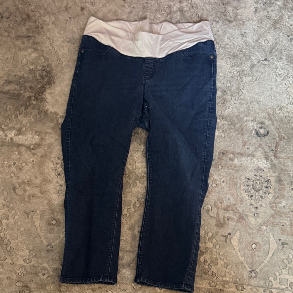 LOFT Dark Blue Maternity Straight Leg Jeans
